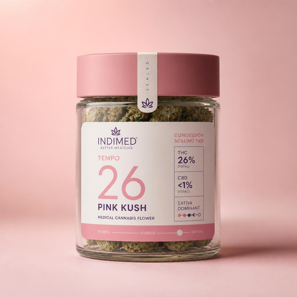 Indimed Tempo 26 Pink Kush medical cannabis flower